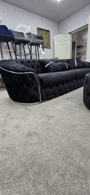 Khalifah 3+2 Seater In Black And Chrome - image 1