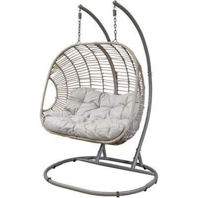 Loops Premium Double Hanging Garden Egg Chair - Wicker Rattan - Outdoor Swing Cocoon - image 1