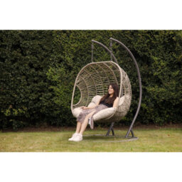 Loops Premium Double Hanging Garden Egg Chair - Wicker Rattan - Outdoor Swing Cocoon - thumbnail 8