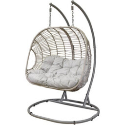 Loops Premium Double Hanging Garden Egg Chair - Wicker Rattan - Outdoor Swing Cocoon