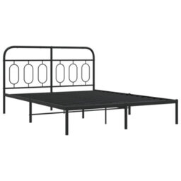 Berkfield Metal Bed Frame Without Mattress With Headboard Black 150X200Cm - thumbnail 3