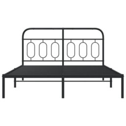 Berkfield Metal Bed Frame Without Mattress With Headboard Black 150X200Cm - thumbnail 4