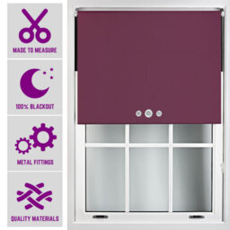FURNISHED Aubergine Roller Blind With Triple Round Eyelet Design And Metal Fittings - Made To Measure Blackout Blinds, (W)150Cm X (L)165Cm - thumbnail 1