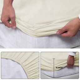 "Ameha Fitted Sheet 40Cm Extra Deep Pocket Elastic Corners Soft Microfiber Fitted Sheet 16"" (Cream,super King 180X200Cm)" - thumbnail 7