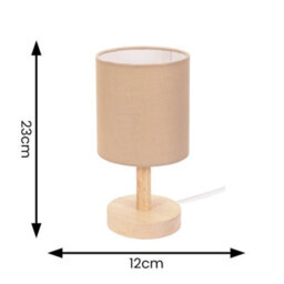 ValueLights Set Of 2 - Nelly Natural Wood Base Bedside Table Lamps With Natural Fabric Shade - thumbnail 6