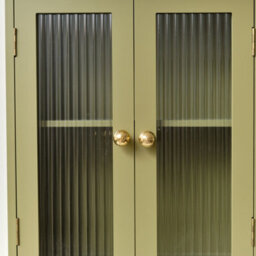 Melody Maison Olive Green Reeded Glass Wall Cabinet - thumbnail 6