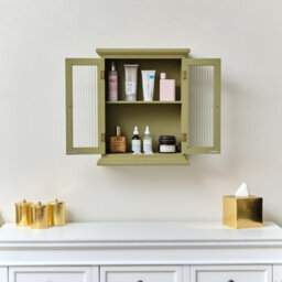 Melody Maison Olive Green Reeded Glass Wall Cabinet - thumbnail 4