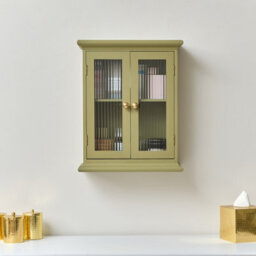 Melody Maison Olive Green Reeded Glass Wall Cabinet - thumbnail 1