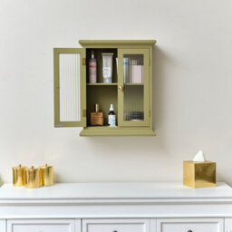 Melody Maison Olive Green Reeded Glass Wall Cabinet - thumbnail 3