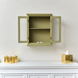 Melody Maison Olive Green Reeded Glass Wall Cabinet - thumbnail 8