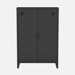 Sweeek - Set Of 2 Soho Black 2-Door Metal Chests Of Drawers/wardrobes Lockers L 75 X D 33 X H 110 Cm - thumbnail 3