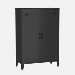 Sweeek - Set Of 2 Soho Black 2-Door Metal Chests Of Drawers/wardrobes Lockers L 75 X D 33 X H 110 Cm - thumbnail 2
