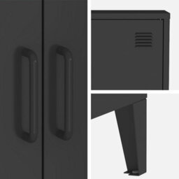Sweeek - Set Of 2 Soho Black 2-Door Metal Chests Of Drawers/wardrobes Lockers L 75 X D 33 X H 110 Cm - thumbnail 5