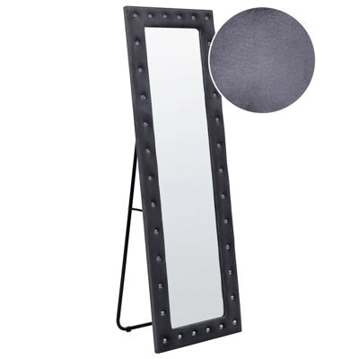 Beliani Standing Mirror Ansouis 150 Cm Velvet Dark Grey - image 1