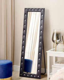 Beliani Standing Mirror Ansouis 150 Cm Velvet Dark Grey - thumbnail 2