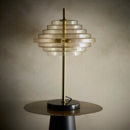 K Living Aspen 2Lt Brass And Tiered Amber Glass Table Lamp - thumbnail 3