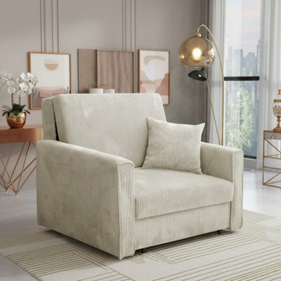 Viva Bis I Premium Sofa Bed Armchair With Storage For Lounge Chipboard Polyurethane Foam 103X85X98Cm Cream - image 1