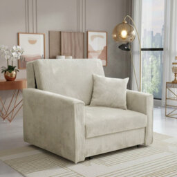 Viva Bis I Premium Sofa Bed Armchair With Storage For Lounge Chipboard Polyurethane Foam 103X85X98Cm Cream - thumbnail 1