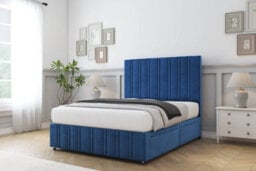 "Sloomy Langston Navy Plush Divan Bed Set No Drawers - 26"" Strutted & 12""  Footboard 3' Single" - thumbnail 2