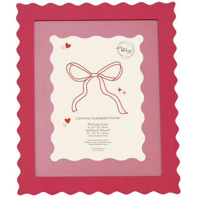 Deenz Carmine Adorable Scalloped Pink Photo Frame 8 X 6 Inches Easy Picture Hanging Decorative Border Great Gift Glass 30 X 25 Cm - image 1