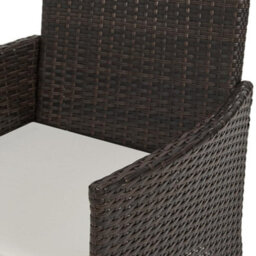 Evre Copenhagen Brown Outdoor Rattan Garden Bistro Set 2 Seater Wicker Table & Chairs Furniture With Cushions Glass Coffee Table - thumbnail 5