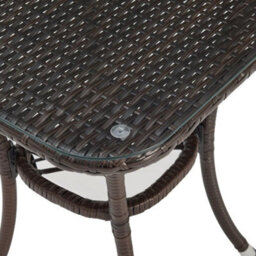 Evre Copenhagen Brown Outdoor Rattan Garden Bistro Set 2 Seater Wicker Table & Chairs Furniture With Cushions Glass Coffee Table - thumbnail 6