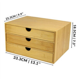 Bamboo Desktop 3 Drawer Organiser - Wide Opening - thumbnail 4
