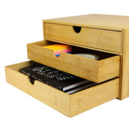 Bamboo Desktop 3 Drawer Organiser - Wide Opening - thumbnail 3