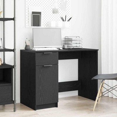 Berkfield Black Oak Desk - 100X50X75 Cm - Made Of Engineered Wood - image 1