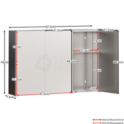 Lassic Bath Vida Tiano Stainless Steel Mirrored Triple Bathroom Cabinet - Fully Assembled - thumbnail 2