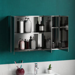 Lassic Bath Vida Tiano Stainless Steel Mirrored Triple Bathroom Cabinet - Fully Assembled - thumbnail 4