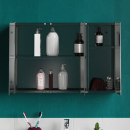 Lassic Bath Vida Tiano Stainless Steel Mirrored Triple Bathroom Cabinet - Fully Assembled - thumbnail 5