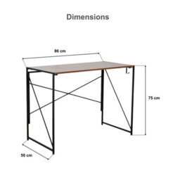 Home Source Brampton Folding White Compact Desk Storage Hook Wood And Metal Home Office Workstation - thumbnail 9