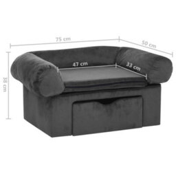 Berkfield Dog Sofa With Drawer Dark Grey 75X50X38 Cm Plush - thumbnail 8