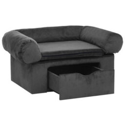 Berkfield Dog Sofa With Drawer Dark Grey 75X50X38 Cm Plush - thumbnail 4