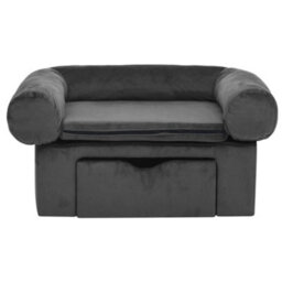 Berkfield Dog Sofa With Drawer Dark Grey 75X50X38 Cm Plush - thumbnail 3