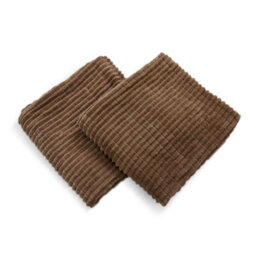 Deconovo Set Of 2 Solid Throw Pillowcases 60Cm X 60Cm, 24X24 Inches Sqaure Grid Corduroy Cushion Covers For Seats(Brown, 2 Pieces) - thumbnail 2