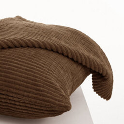 Deconovo Set Of 2 Solid Throw Pillowcases 60Cm X 60Cm, 24X24 Inches Sqaure Grid Corduroy Cushion Covers For Seats(Brown, 2 Pieces) - thumbnail 4