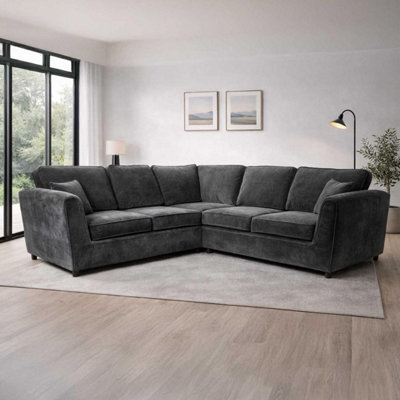 Furnishings For Less UK Ascot 5 Seater Corner Sofa Chenille Fabric Charcoal - image 1