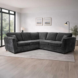 Furnishings For Less UK Ascot 5 Seater Corner Sofa Chenille Fabric Charcoal - thumbnail 1