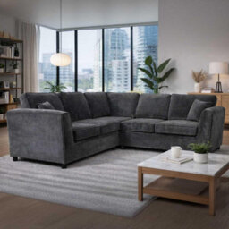 Furnishings For Less UK Ascot 5 Seater Corner Sofa Chenille Fabric Charcoal - thumbnail 4