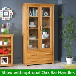 The Furniture Market London Oak Glazed 2 Door 2 Drawer Tall Display Cabinet Unit - thumbnail 4