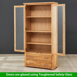 The Furniture Market London Oak Glazed 2 Door 2 Drawer Tall Display Cabinet Unit - thumbnail 6