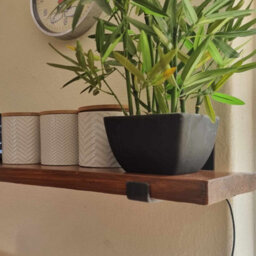 Garden Troughs and Planters Rustic Wood Shelf, Reclaimed Scaffold Board 70Cm Long With Brackets And Fixings - Vintage Pine