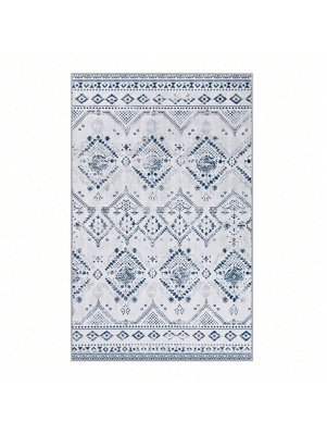 Songmics Homehome Area Rug, 91 X 153 Cm Rug For Bedroom,home Decor, For Living Room, Machine Washable,boho Style,midnight Blue