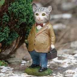 Tabby Cat Resin Sculpture Home Garden Kitten Statue Outdoor Animal Ornament - thumbnail 2