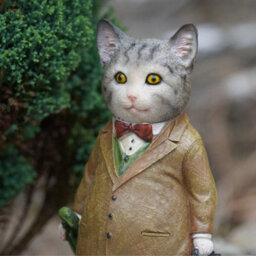 Tabby Cat Resin Sculpture Home Garden Kitten Statue Outdoor Animal Ornament - thumbnail 1