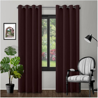 Gc Gaveno Cavailia Choco Blackout Eyelet Curtains 66X72 Inches 80-90% Black Out Thermal Ring Top Curtain Pair Window - image 1