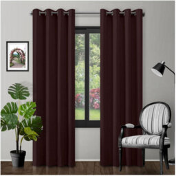 Gc Gaveno Cavailia Choco Blackout Eyelet Curtains 66X72 Inches 80-90% Black Out Thermal Ring Top Curtain Pair Window - thumbnail 1