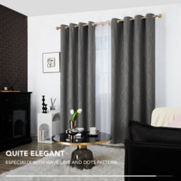 Deconovo Super Soft Gold Dotted Line Foil Printed Thermal Insulated Eyelet Blackout Curtains, W46 X L54 Inch, Light Grey, 2 Panels - thumbnail 5